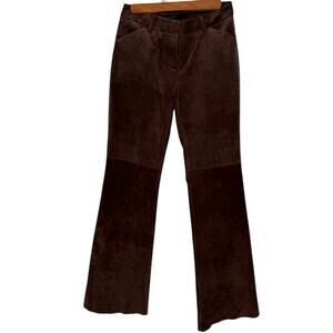 Women’s Brown Suede Leather Pants Size 2 Boho Y2K Western Straight Leg Cowgirl